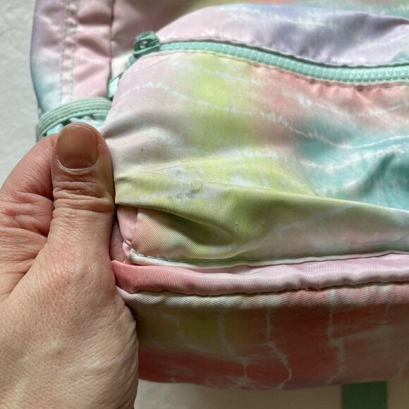 Pastel Tie-Dye Mini Backpack With Front Zipper Pocket & Adjustable Straps - Picture 3 of 10